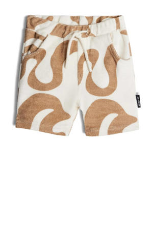 badstof casual short Lowis met all over print zand/ecru