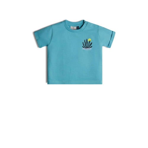 Retour Mini T-shirt Pepijn met backprint aquablauw Jongens Stretchkatoen Ronde hals - 104