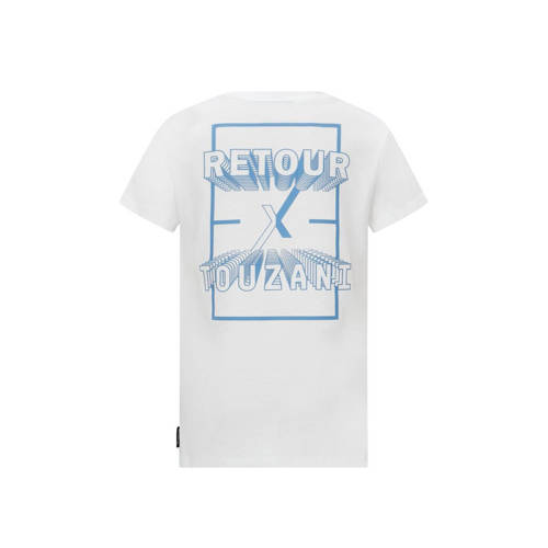 Retour Jeans Retour X Touzani T-shirt Swing met backprint wit blauw Jongens Katoen Ronde hals 146 152