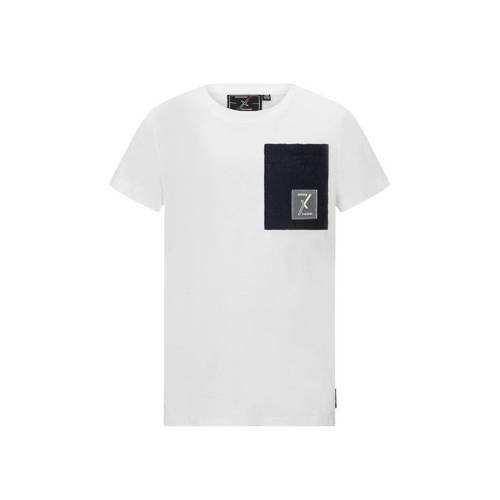 Retour X Touzani T-shirt Swing met backprint wit/blauw Jongens Katoen Ronde hals