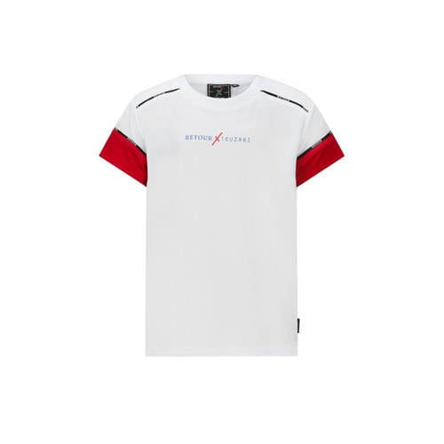 Retour X Touzani T-shirt Ball wit/rood Jongens Polyester Ronde hals Meerkleurig