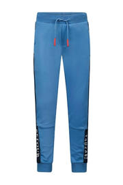thumbnail: Blauwe jongens Retour X Touzani slim fit joggingbroek Ditch van polyester met elastische tailleband met koord en meerkleurige print