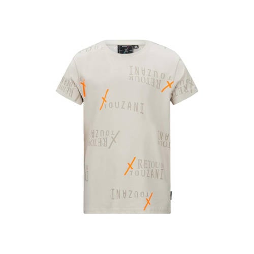 Retour X Touzani T-shirt Soccer met all over print ecru Jongens Biologisch katoen Ronde hals