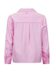 thumbnail: Roze en witte meisjes Retour Jeans gestreepte blouse Bibi van katoen met lange mouwen, klassieke kraag en knoopsluiting