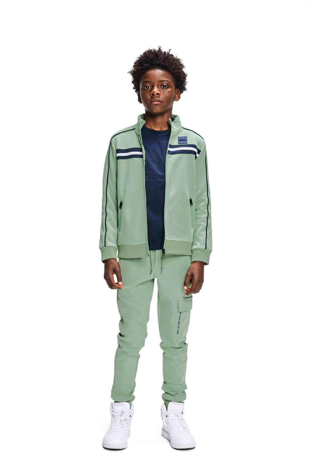 Groene jongens Retour Jeans slim fit joggingbroek Elliot van polyester met elastische tailleband met koord en effen