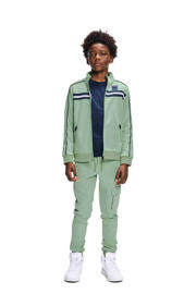 thumbnail: Groene jongens Retour Jeans slim fit joggingbroek Elliot van polyester met elastische tailleband met koord en effen