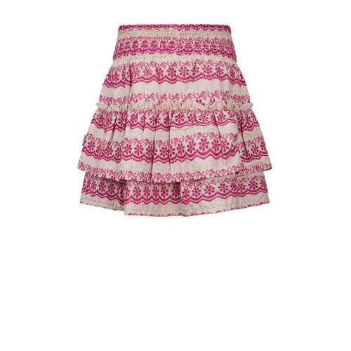 Retour Jeans rok Piper met all over print donkerroze ecru Meisjes Katoen 116