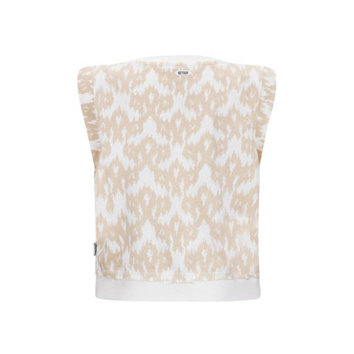 Retour Jeans top Lavina met all over print beige wit Meisjes Katoen Ronde hals 122 128