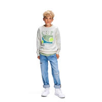 thumbnail: Light blue denim jongens Retour Jeans loose fit jeans Landon Vintage van stretchdenim met rits- en knoopsluiting en effen