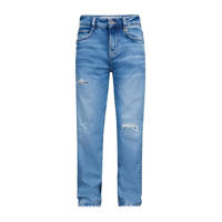 thumbnail: Light blue denim jongens Retour Jeans loose fit jeans Landon Vintage van stretchdenim met rits- en knoopsluiting