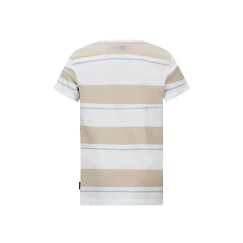 Retour Jeans gestreept T-shirt Curtis beige wit Jongens Biologisch katoen Ronde hals 122 128