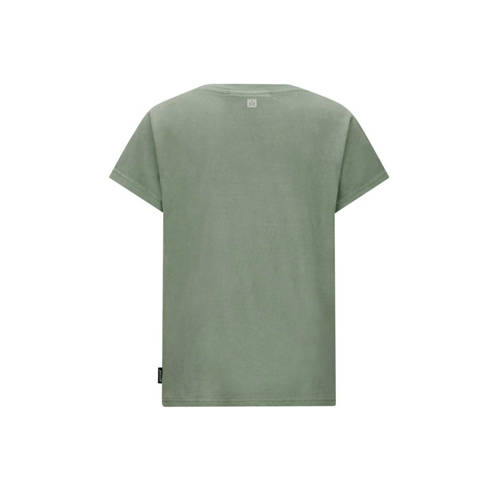 Retour Jeans T-shirt Zack met printopdruk mosgrroen Groen Jongens Katoen Ronde hals 116