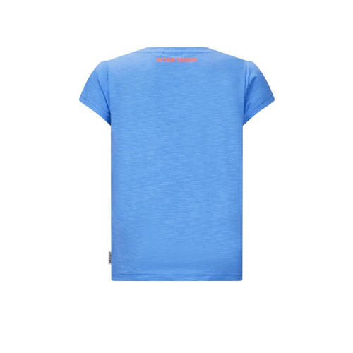 Retour Jeans T-shirt Starr met tekst blauw oranje Meisjes Katoen Ronde hals 116