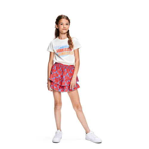 Retour Jeans skort Isabel met all over print en volant paars rood Rok Meisjes Viscose 116