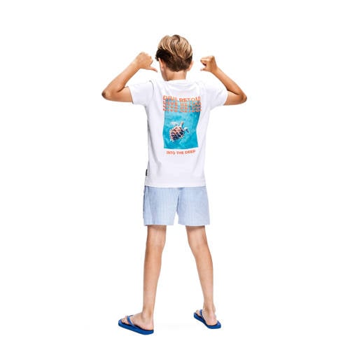 Retour Jeans T-shirt Evan met backprint wit Jongens Katoen Ronde hals Backprint 158 164