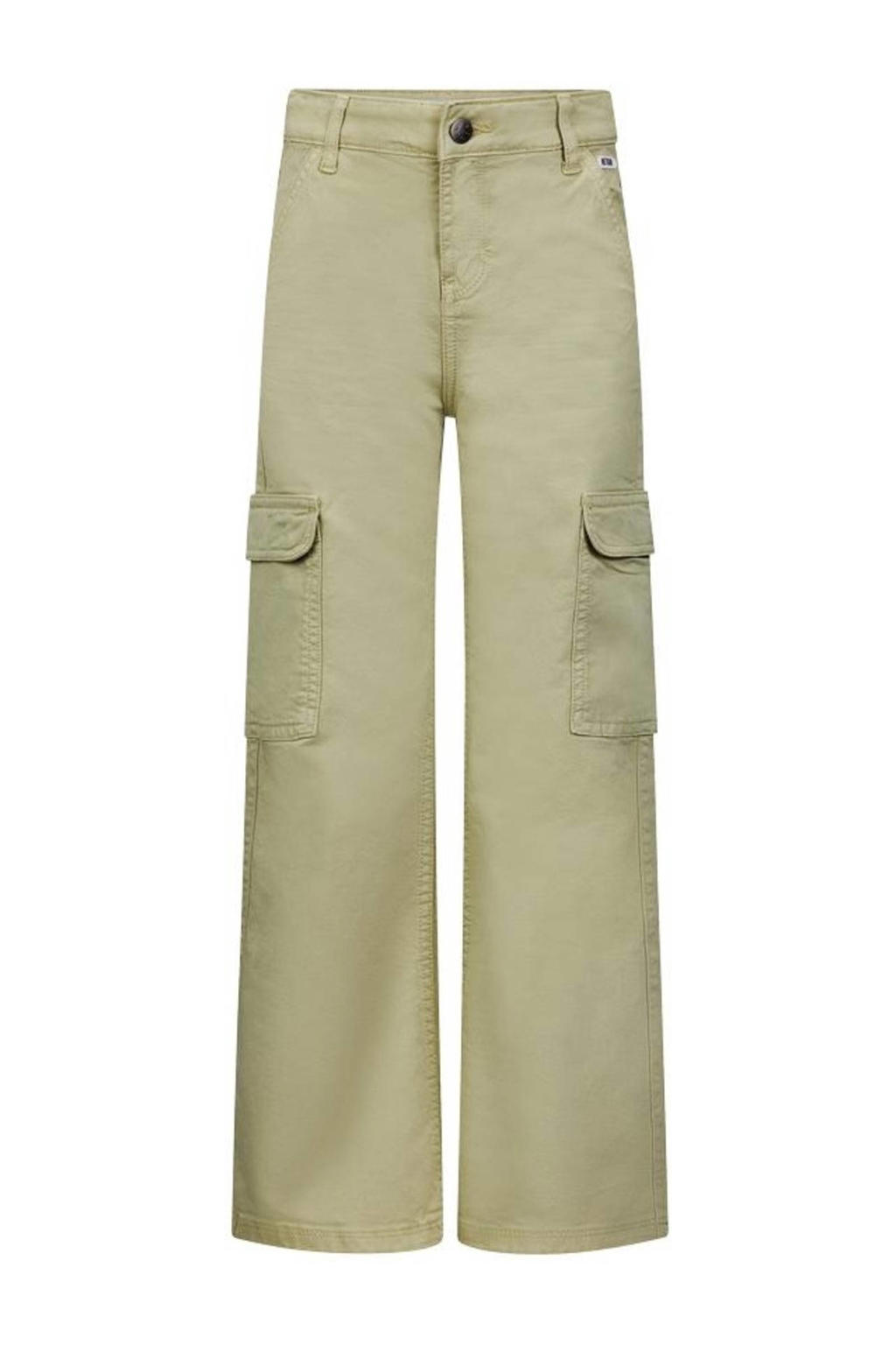 Groene meisjes Retour Jeans loose fit cargobroek Torry van stretchkatoen met rits- en knoopsluiting en effen