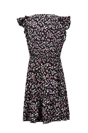 gebloemde jurk Bonita zwart/roze