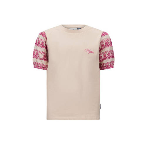 Retour Jeans top Xena met all over print beige/roze T-shirt Meisjes Katoen Ronde hals - 122/128