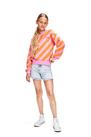gestreepte sweater Vivian oranje/roze