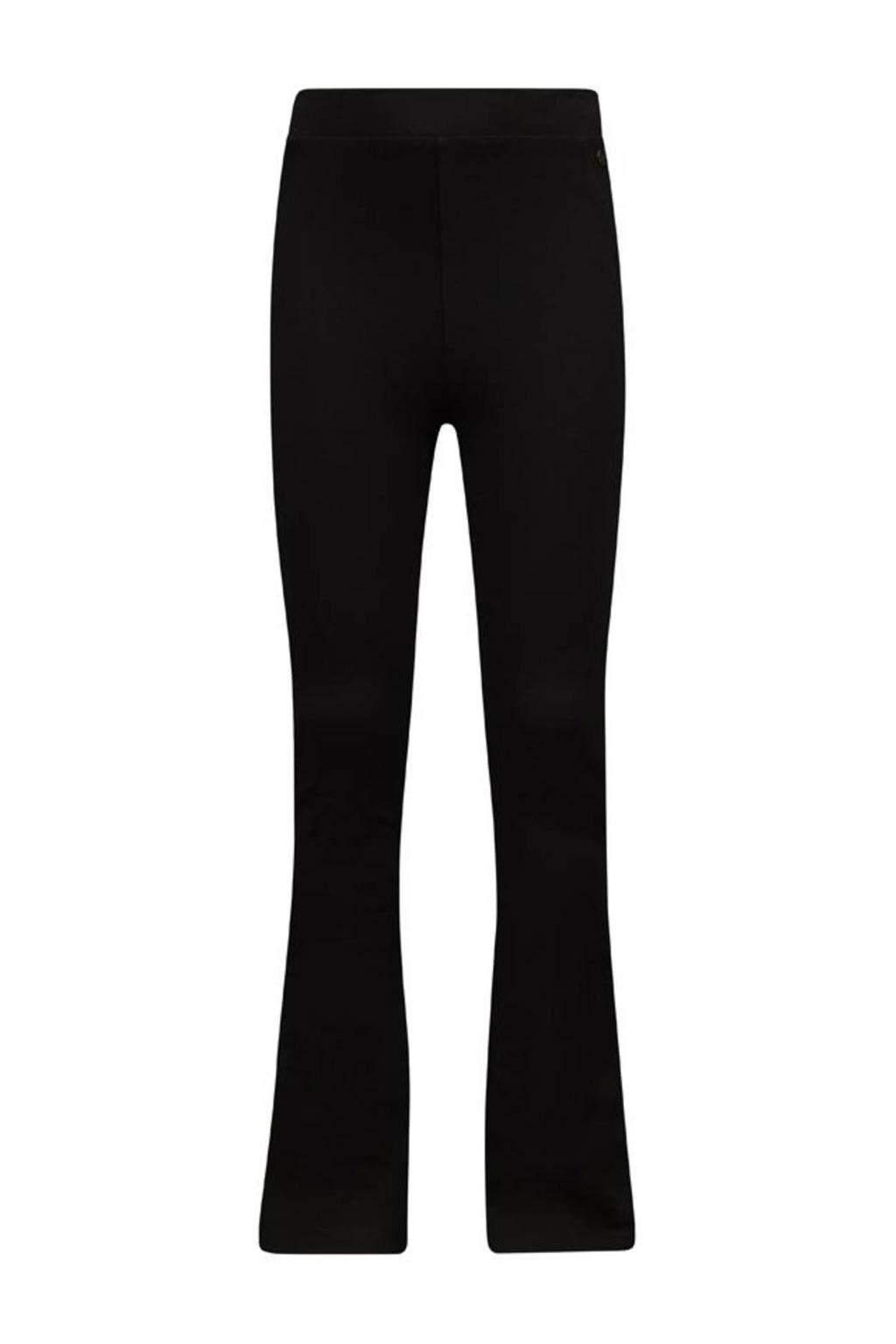 Zwarte meisjes Retour Jeans flared broek Norah van stretchkatoen met elastische tailleband en effen