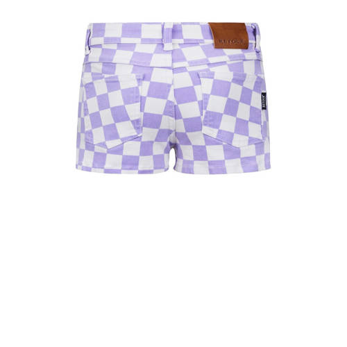 Retour Jeans denim short Kylie met all over print paars offwhite Korte broek Meisjes Stretchdenim 116