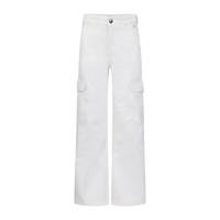 thumbnail: Witte meisjes Retour Jeans loose fit cargobroek Torry van stretchkatoen met rits- en knoopsluiting en effen