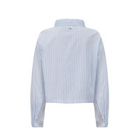 thumbnail: Blauw, lichtblauw en witte meisjes Retour Jeans gestreepte blouse Isla van katoen met lange mouwen, klassieke kraag en knoopsluiting