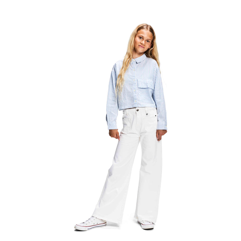 Blauw, lichtblauw en witte meisjes Retour Jeans gestreepte blouse Isla van katoen met lange mouwen, klassieke kraag en knoopsluiting