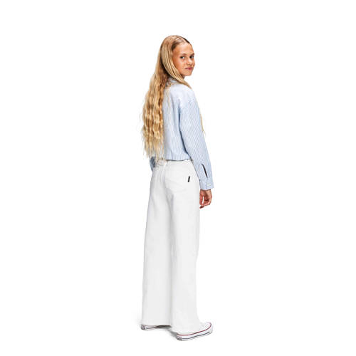 Retour Jeans gestreepte blouse Isla lichtblauw wit Meisjes Katoen Klassieke kraag 116