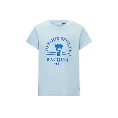 Retour Jeans T-shirt Zack met printopdruk lichtblauw Jongens Katoen Ronde hals - 116