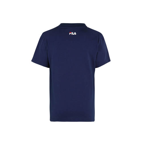 Fila T-shirt met logo donkerblauw Jongens Meisjes Katoen Ronde hals Logo 86 92