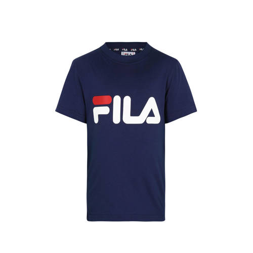Fila T-shirt met logo donkerblauw Jongens/Meisjes Katoen Ronde hals Logo