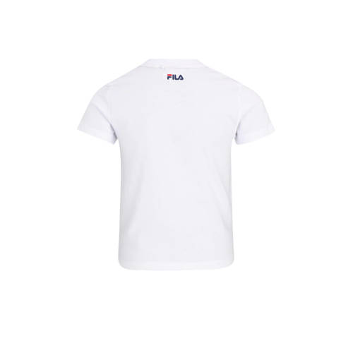 Fila T-shirt met logo wit Jongens Meisjes Katoen Ronde hals Logo 86 92