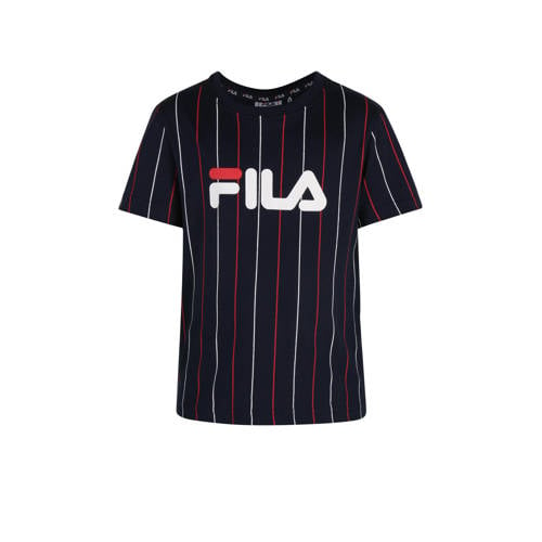Fila gestreept T-shirt zwart/wit/rood Blauw Jongens/Meisjes Katoen Ronde hals - 110/116