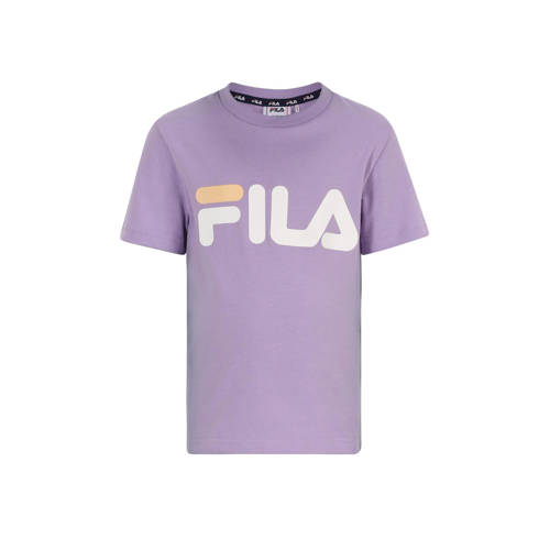 Fila T-shirt met logo violet Paars Jongens/Meisjes Katoen Ronde hals Logo - 110/116