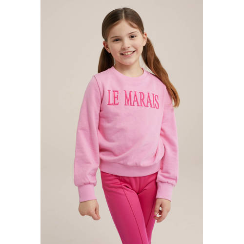 WE Fashion sweater met tekst roze rood Tekst 98 104