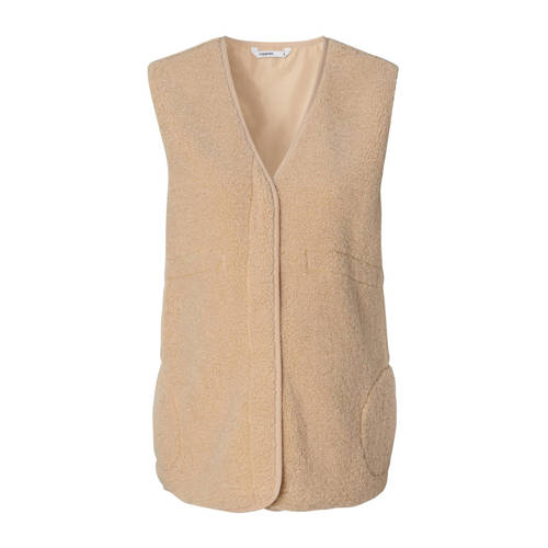 Noppies zwangerschapsgilet Indi beige Dames Teddy V-hals Effen XS