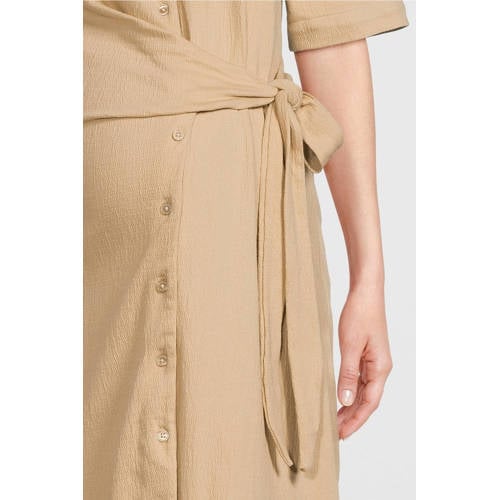 Noppies zwangerschaps- en voedingsjurk Katarina zand Beige Dames Katoen Klassieke kraag XS