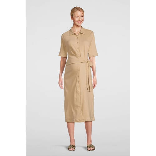 Noppies maternity zwangerschaps- en voedingsjurk Katarina zand Beige Dames Katoen Klassieke kraag