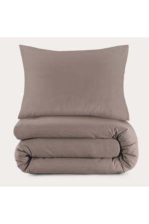 basis dekbedovertrek kinderbed - taupe (120x150 cm)