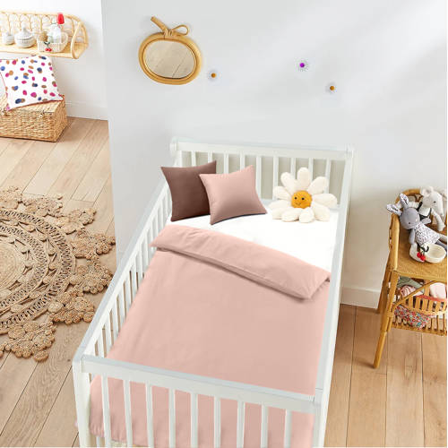 NOUS Kids katoenen dekbedovertrek baby (100x135 cm) Roze Effen