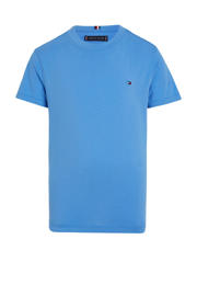thumbnail: Blauwe jongens Tommy Hilfiger T-shirt van katoen met effen, korte mouwen en ronde hals