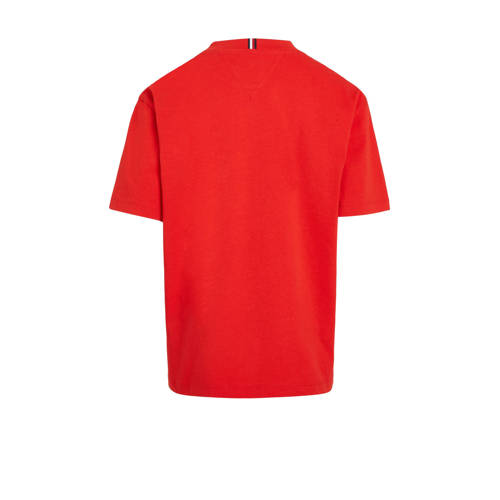 Tommy Hilfiger T-shirt rood Jongens Katoen Ronde hals Effen 104