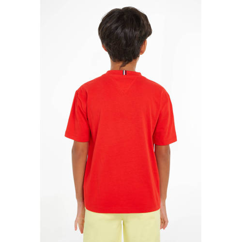 Tommy Hilfiger T-shirt rood Jongens Katoen Ronde hals Effen 104