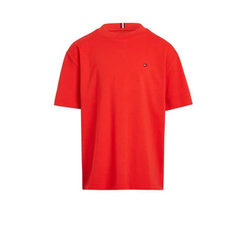 Tommy Hilfiger T-shirt rood Jongens Katoen Ronde hals Effen