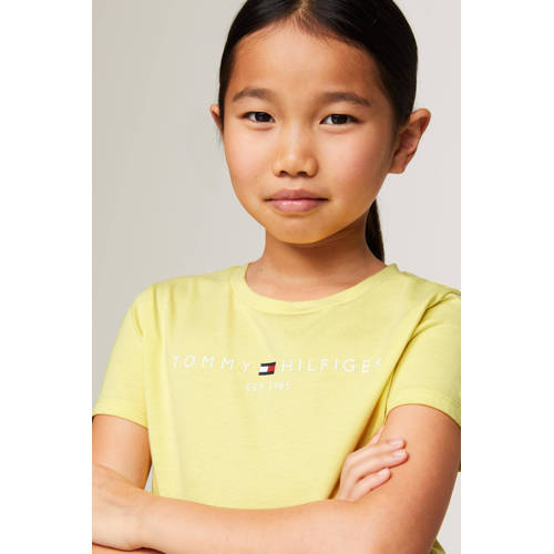 Tommy Hilfiger T-shirt met logo geel Meisjes Katoen Ronde hals Logo 104