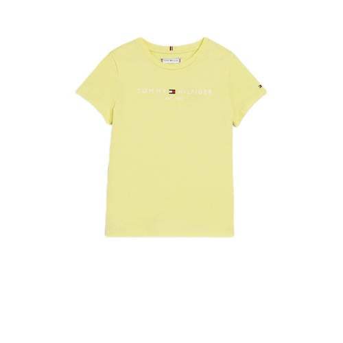 Tommy Hilfiger T-shirt met logo geel Meisjes Katoen Ronde hals Logo