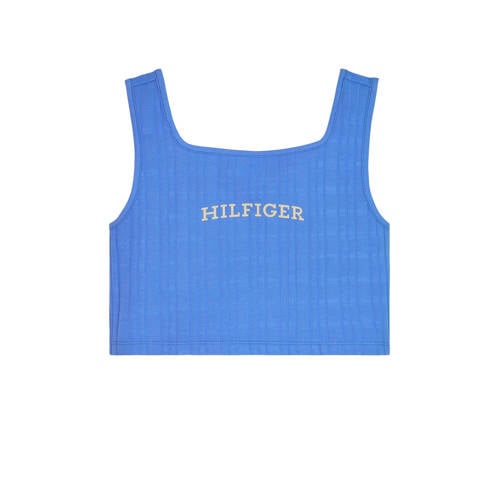 Tommy Hilfiger T-shirt met tekst blauw Meisjes Katoen Ronde hals Tekst - 152