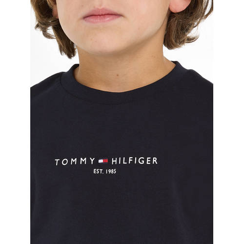 Tommy Hilfiger Shirt + broek Blauw Katoen Ronde hals Effen 128