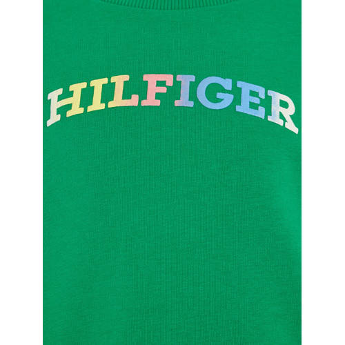 Tommy Hilfiger sweater met tekst groen Tekst 128